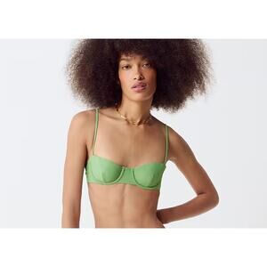 J. Crew Green Balconette Wire Bikini Swimsuit Top NWT 34A